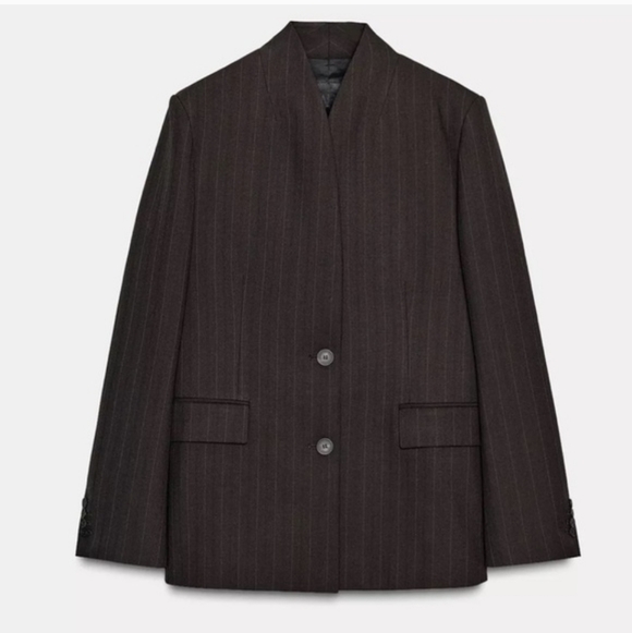 Zara ZW COLLECTION LIMITED EDITION PINSTRIPE BLAZER WITH SC - Picture 3 of 14